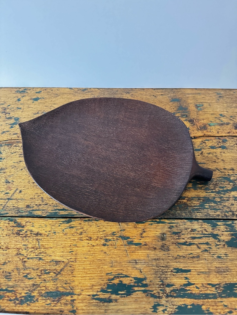 Crate&Barrel Dark Brown Leaf Wooden Serving Board